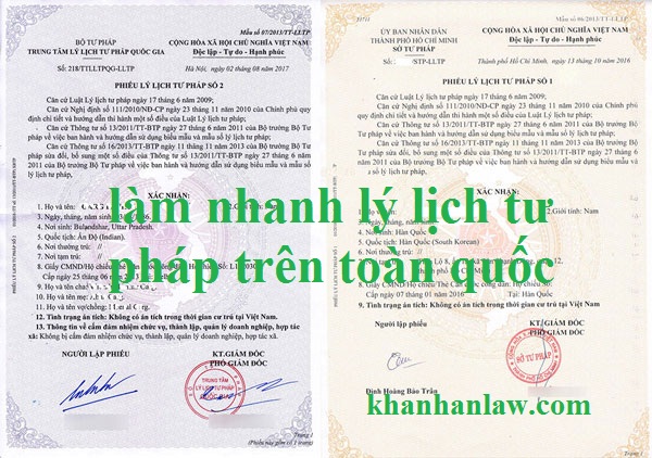 Dịch vụ làm lý lịch tư pháp siêu tốc, giá rẻ trên toàn quốc