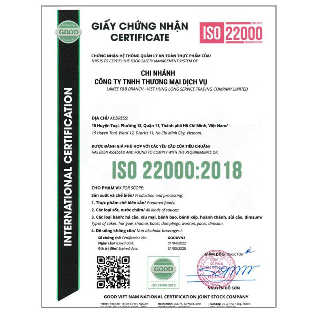 Quy trình cấp chứng nhận ISO 22000:2018