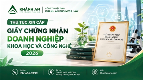 THỦ TỤC XIN CẤP GIẤY CHỨNG NHẬN DOANH NGHIỆP KHOA HỌC VÀ CÔNG NGHỆ 2026