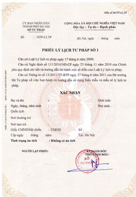 Thủ tục xin cấp Phiếu lý lịch tư pháp